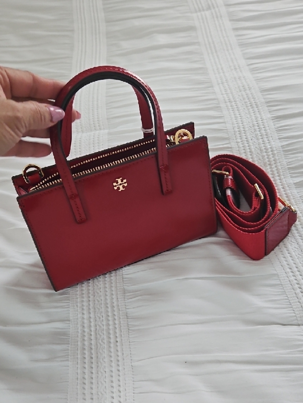 Tory Burch Blake Mini Tote In Lipstick Red - Picture 4 of 8